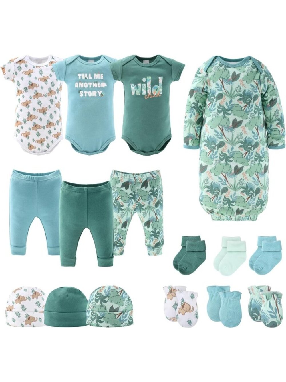Unisex Baby Layette Gift Set - Wild Jungle Essentials for Newborns to 9 Months